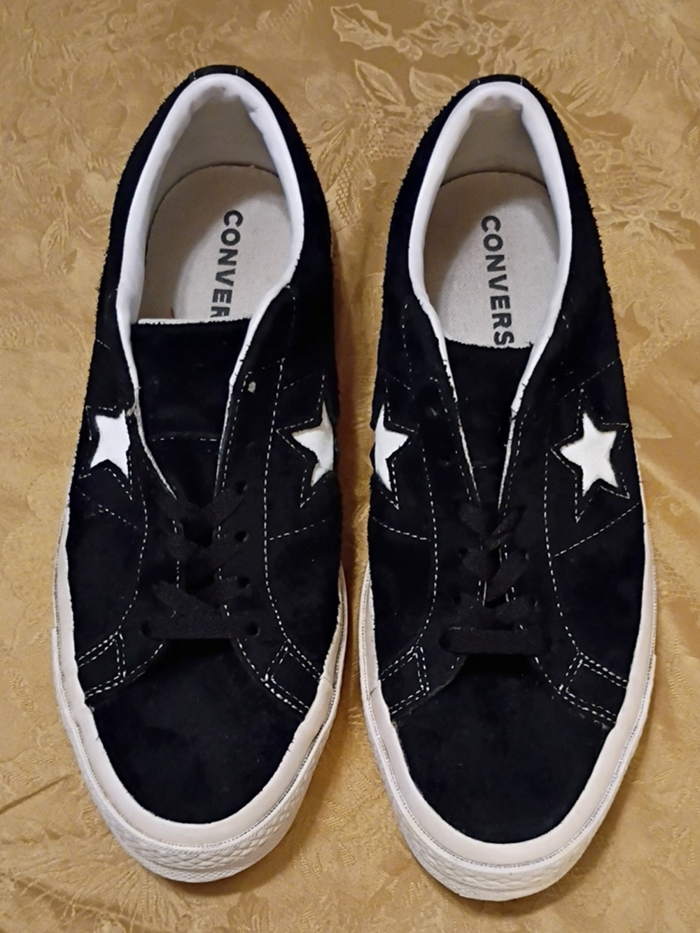 CONVERSE Black Suede Sneakers with White Star Accent Men's 10.0 Women's 12.0 - Picture 6 of 12
